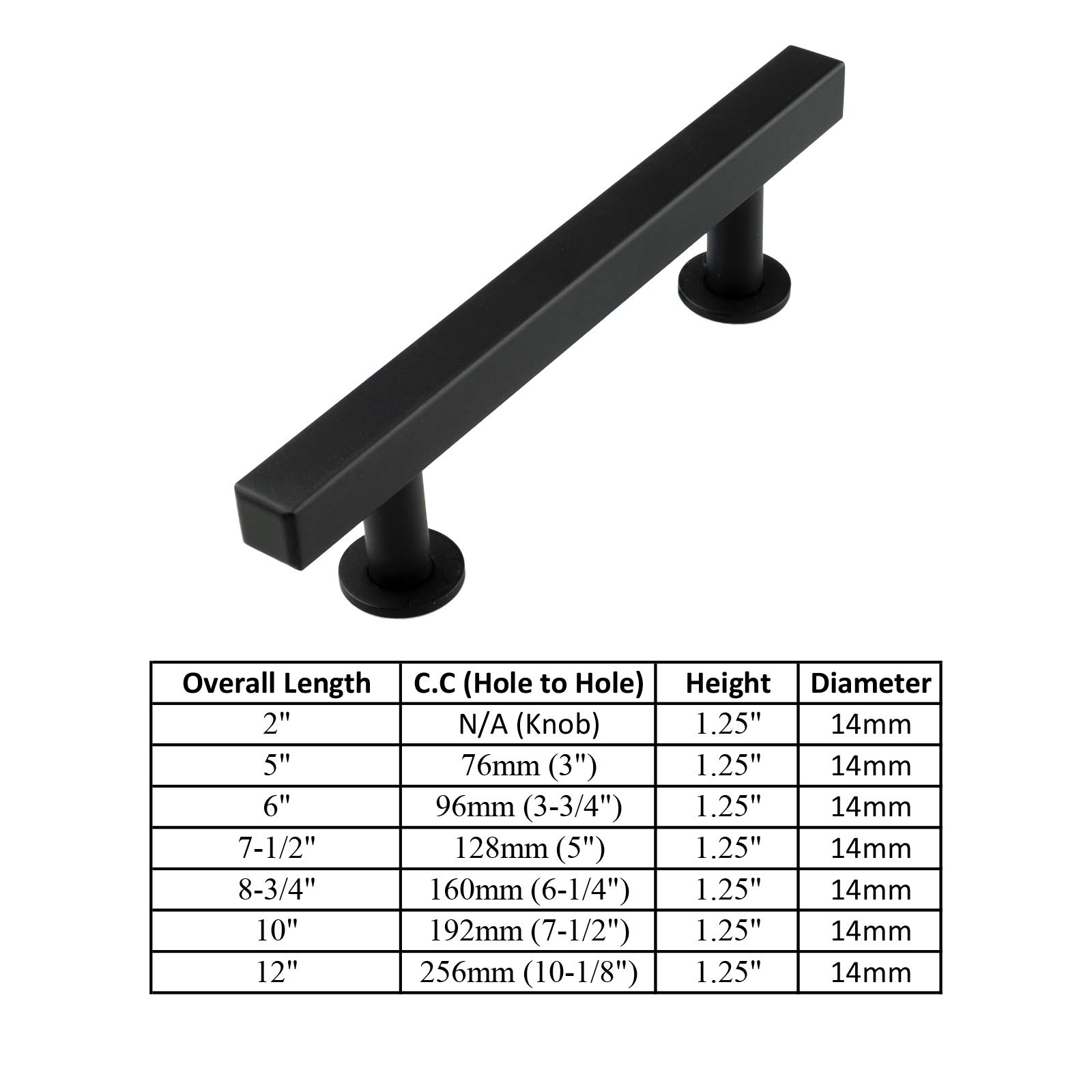 Modern Matte Black T-Bar Handles - 10 Pack for Kitchen Cabinets & Dressers