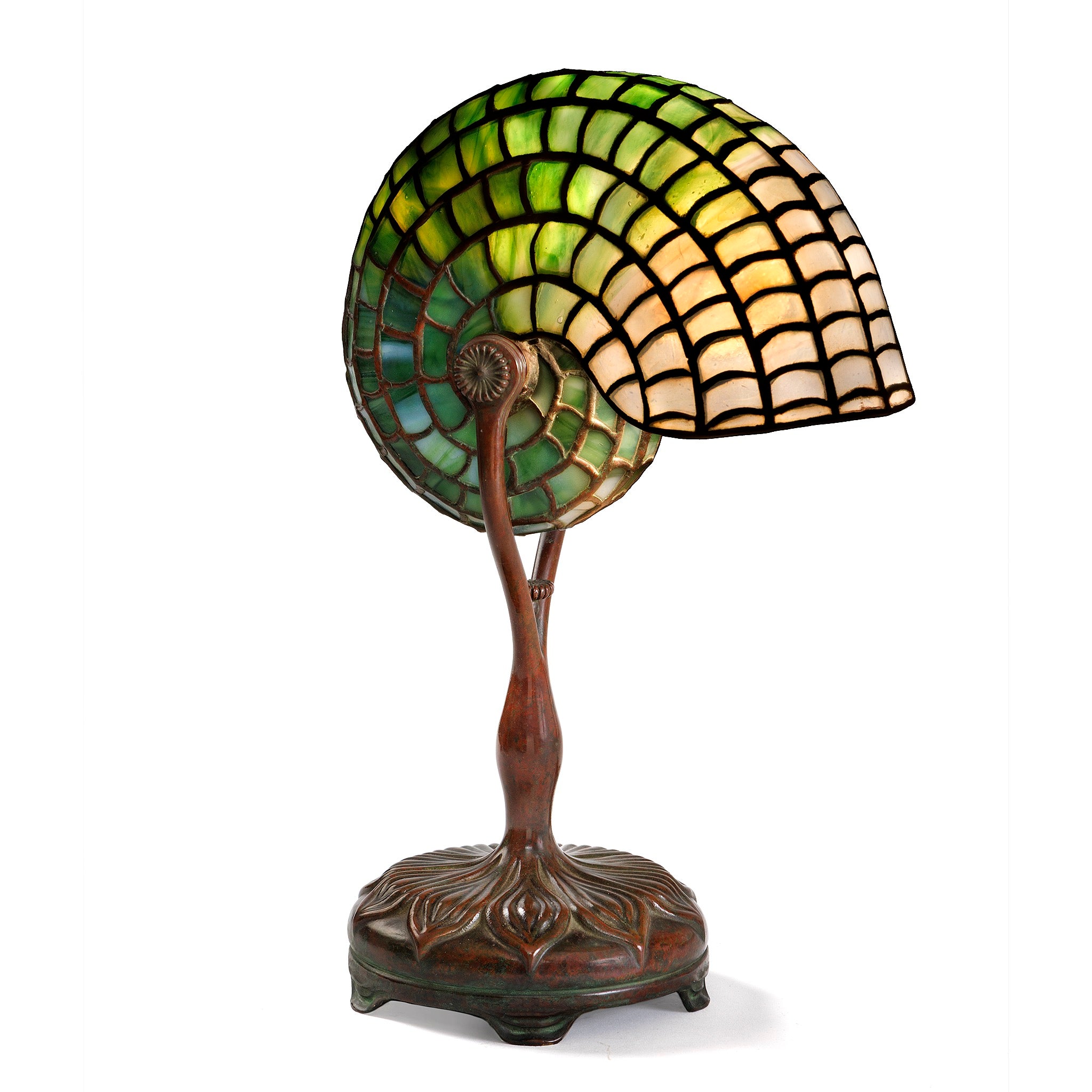Tiffany Studios New York Nautilus Lamp - Vintage Bronze Table Lamp for Home Decor, Office Lighting & Coastal Interior Design