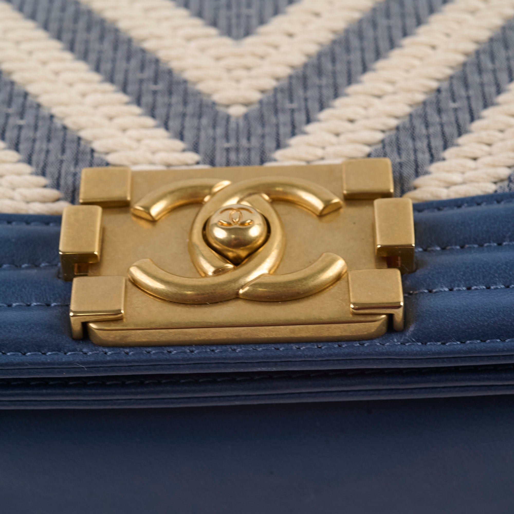 Chanel Boy Small Blue Woven Leather Handbag - Luxury Designer Crossbody Bag for Women | Perfect for Evening Parties, Date Nights & Special Occasions