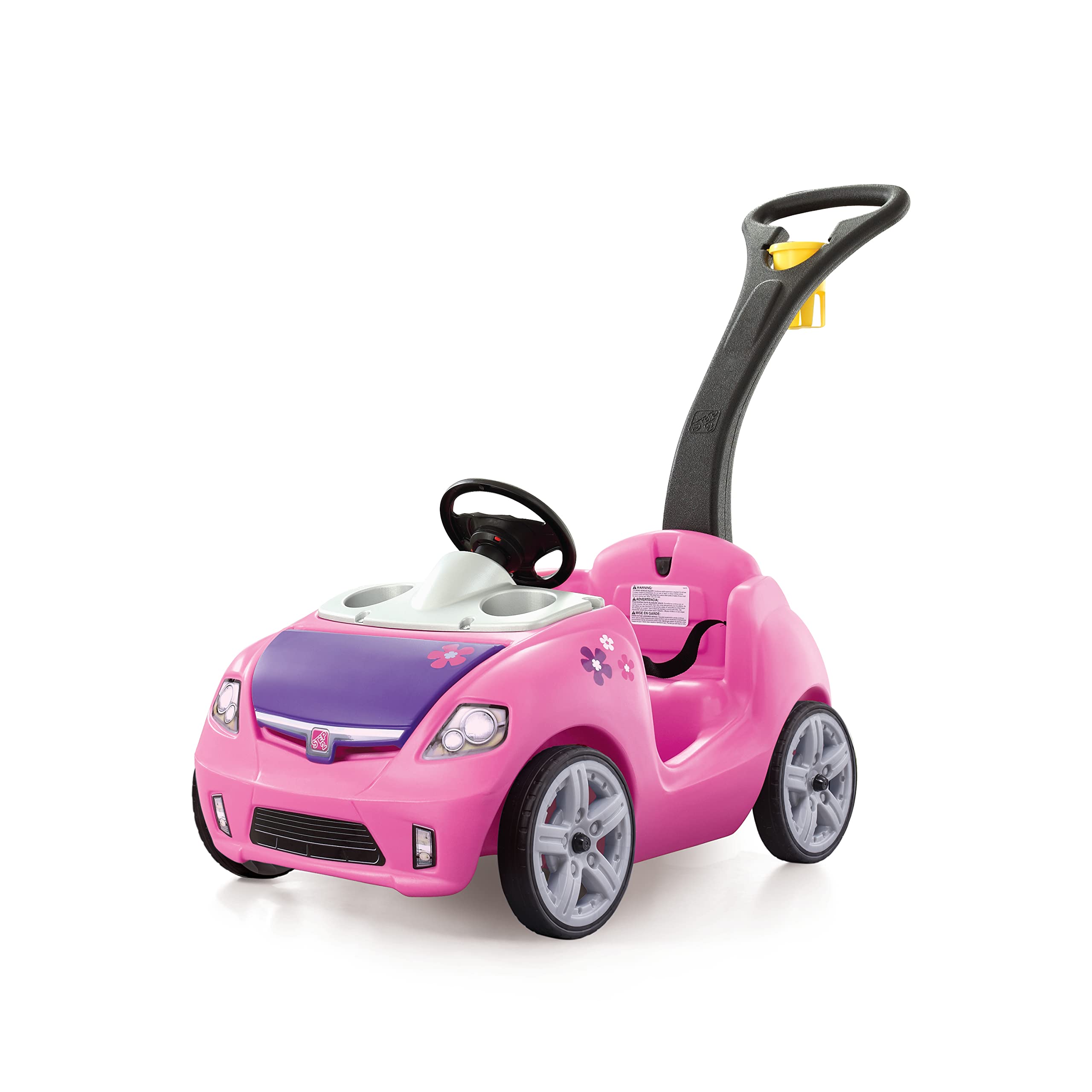 Step2 Whisper Ride II Push Toy Car for Toddlers - Pink Ride On Car with Seat Belt, Easy Storage & Transport - Perfect Stroller Alternative for Outdoor Play & Park Adventures