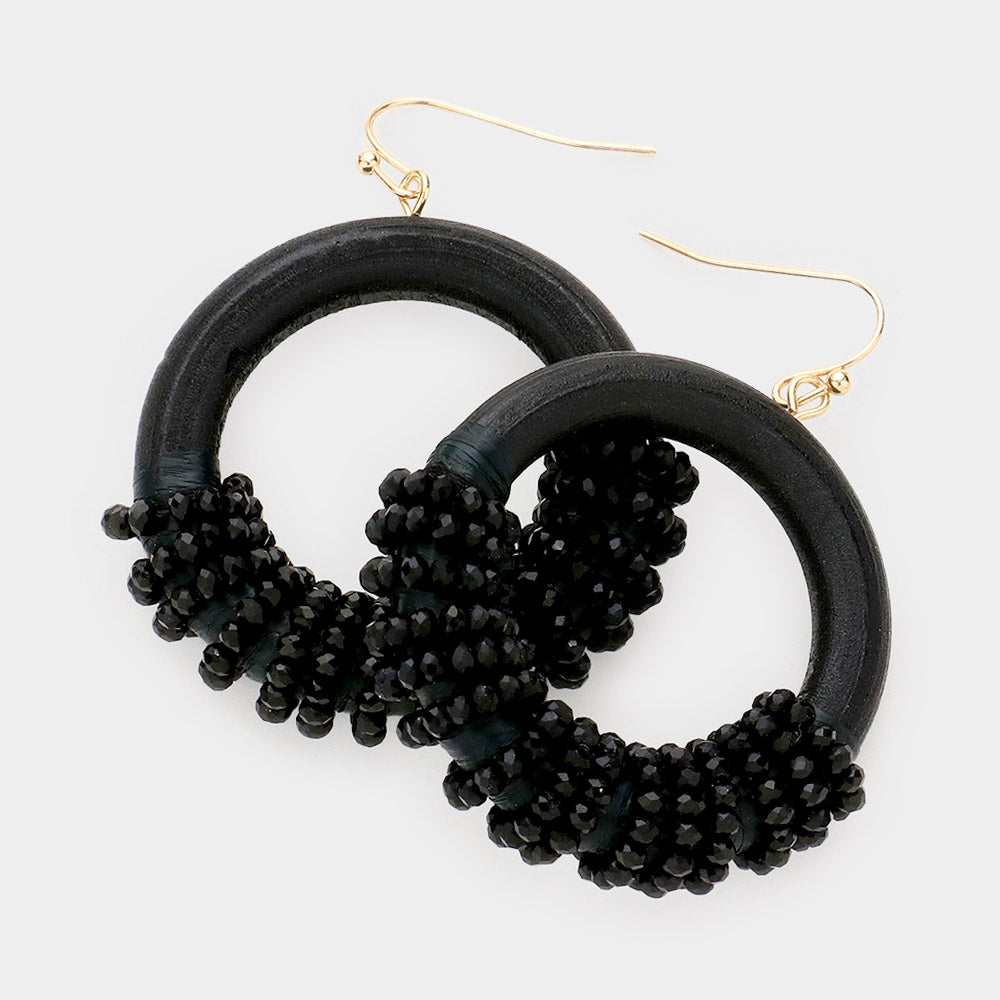Stylish Black Beaded Hoop Earrings for Women - Trendy Runway Fashion Jewelry - Perfect for Parties, Date Nights & Special Occasions