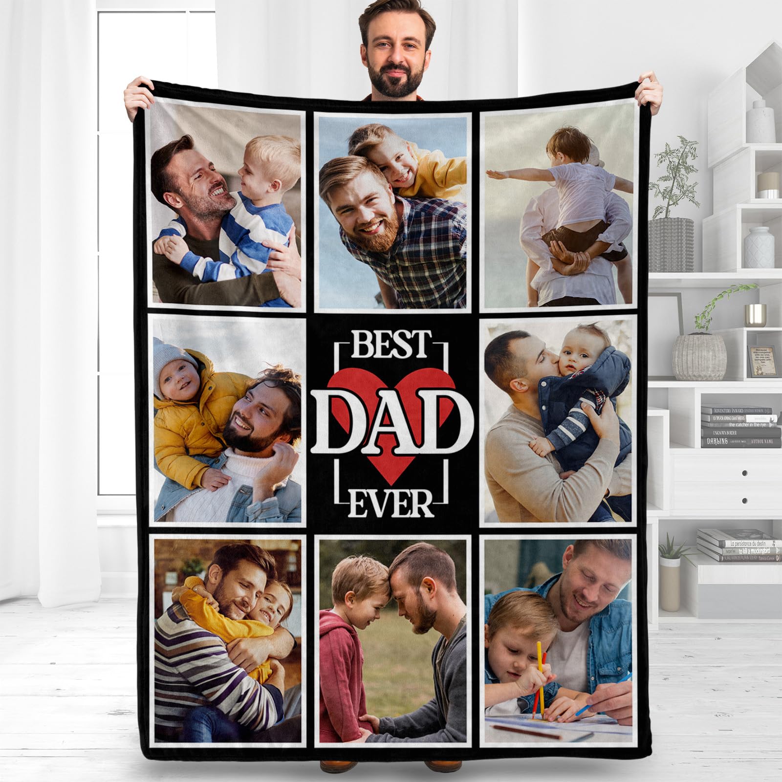 Custom Photo Blanket Personalized for Women & Men - Flannel Throw Blanket with Picture - Perfect Christmas, Valentine's, Birthday Gift for Mom, Dad & Family (DAD-2 Design) | Cozy Home Decor, Couch Snuggling & Thoughtful Present