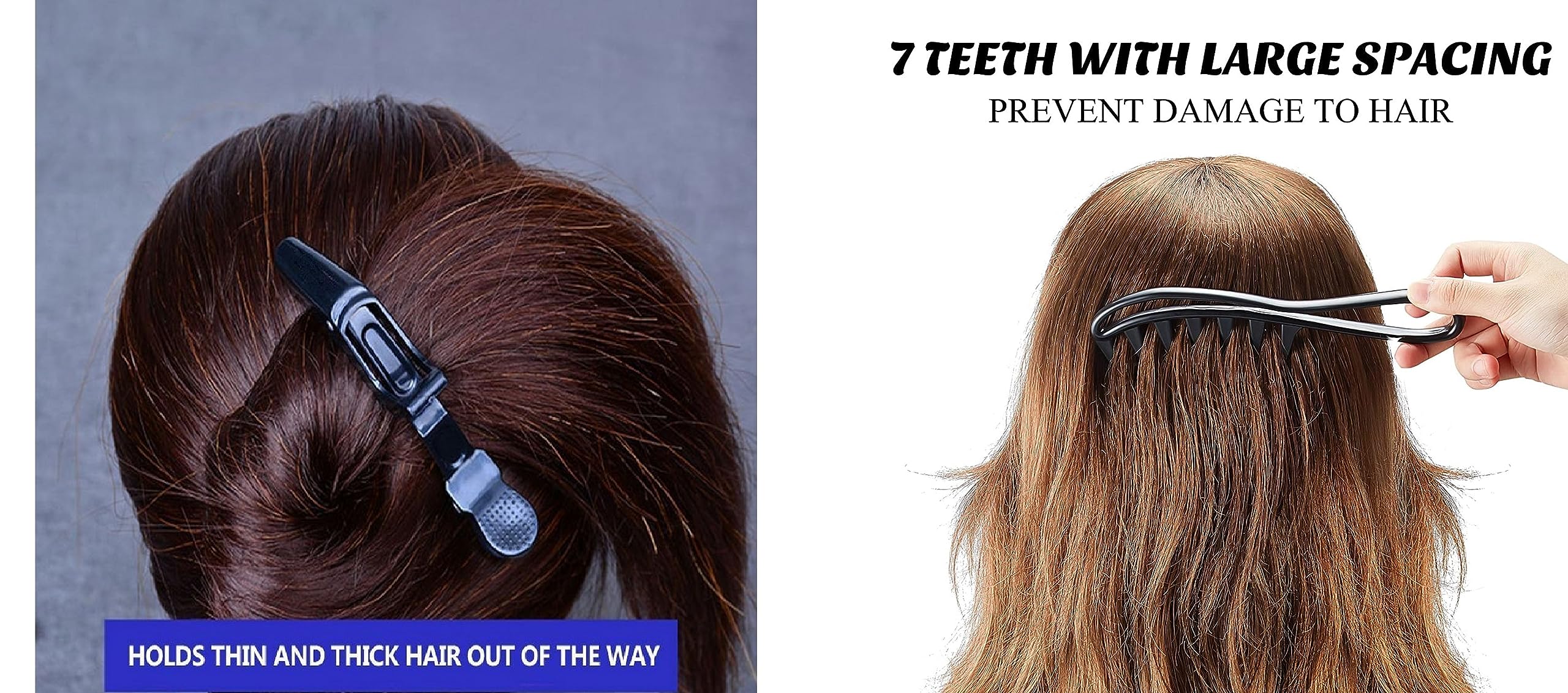Professional Wide Tooth Detangling Hair Comb with 6 Crocodile Clips for Wavy & Curly Hair Care - Perfect for Styling, Detangling & Salon Use at Home