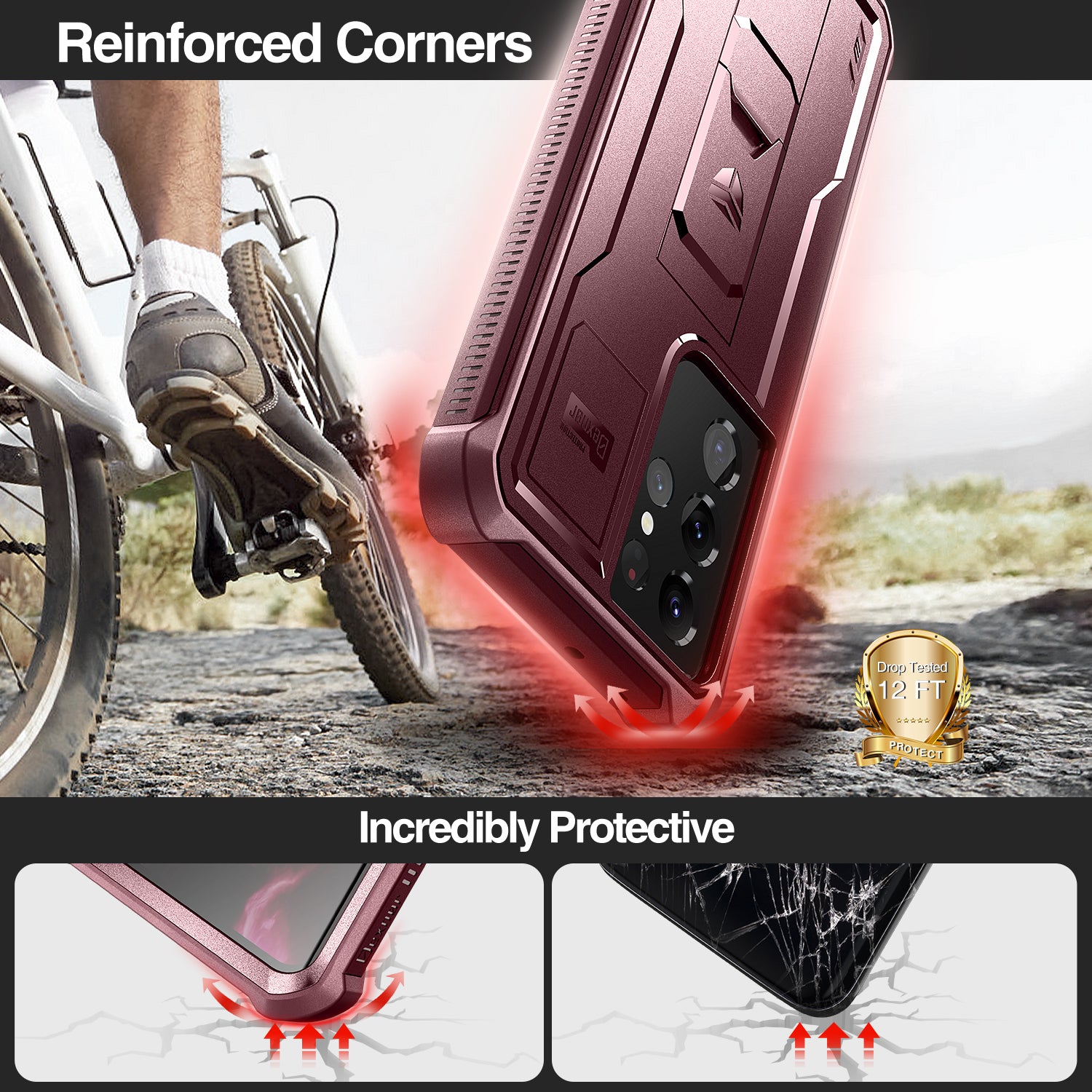 Dexnor Heavy Duty Shockproof Case for Samsung Galaxy S21 Ultra with Built-in Kickstand & Screen Protector - Perfect for Outdoor Activities, Travel, and Daily Protection