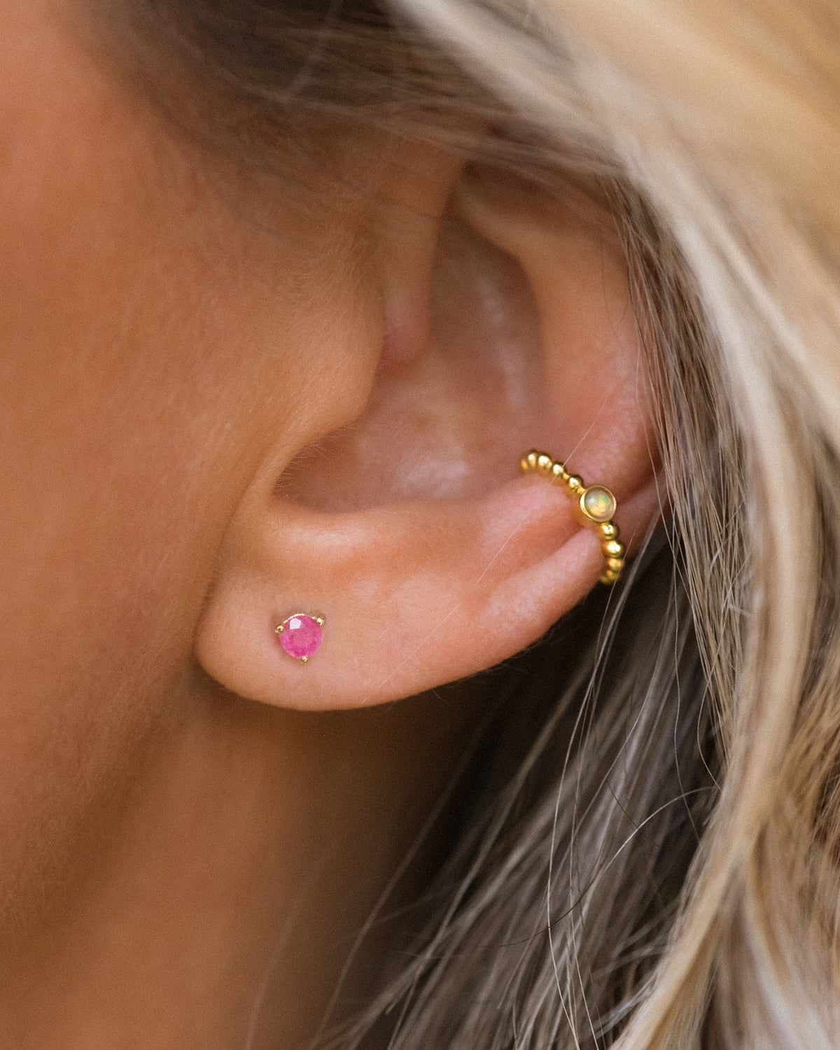 Ruby Birthstone Stud Earrings for Women - Genuine Gemstone Jewelry for Everyday Wear & Special Occasions