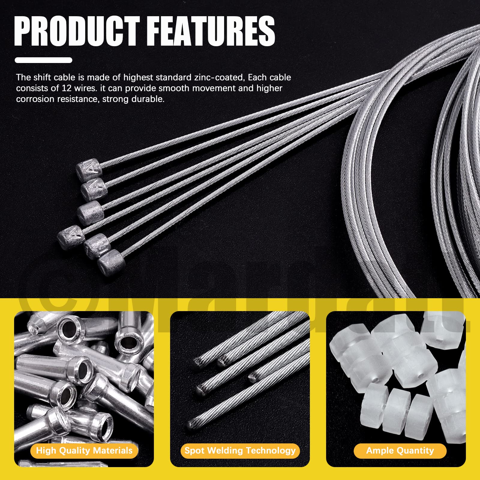79 Pcs Stainless Steel Bicycle Shift Wire Kit with V-Brake Noodle Cable Pipe, Rubber Boots & Shift Cable Rings - End Ferrules with Caps for Mountain & Road Bikes - Perfect for DIY Bike Repair & Maintenance