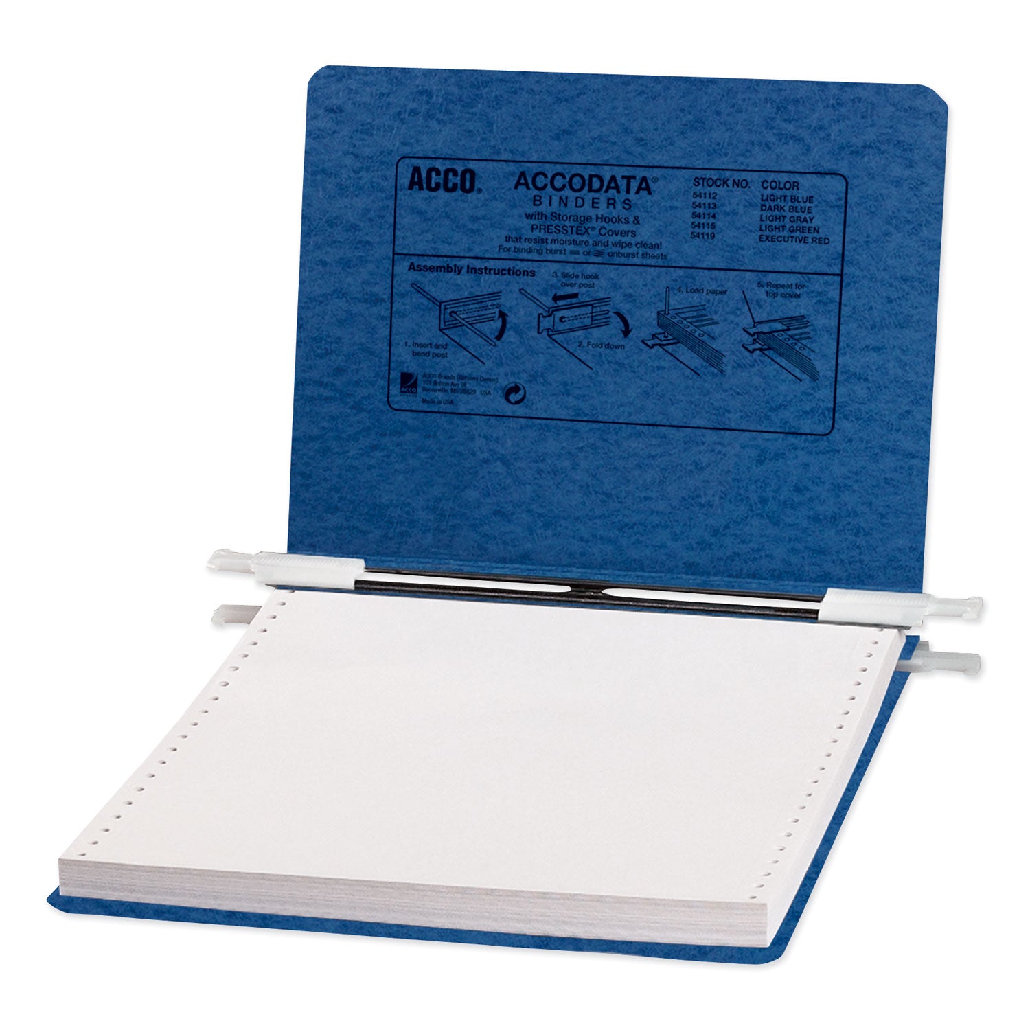 ACCO Presstex 2-Post Document Covers with Storage Hooks - 6 Capacity, 9.5 x 11 Inches, Dark Blue - Perfect for Office Filing, School Projects & Document Organization