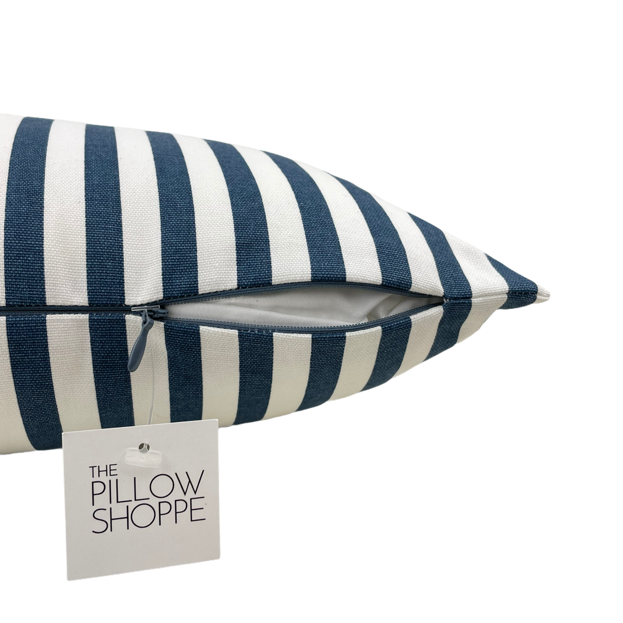 Stripe Navy Twill Lumbar Pillow 12x22 - Decorative Cushion for Sofa, Bed & Office Chair Support - Perfect for Living Room, Bedroom & Home Decor