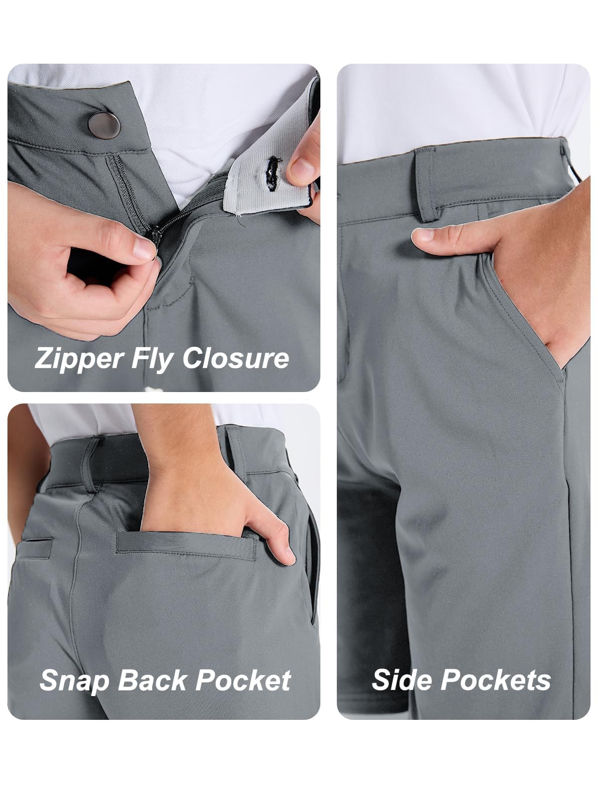 DEVOROPA Boys' Stretch Golf Shorts - Flat Front Chino Hybrid Twill Casual Shorts with Pockets for Youth & Kids | Perfect for School Uniforms, Golfing & Everyday Wear