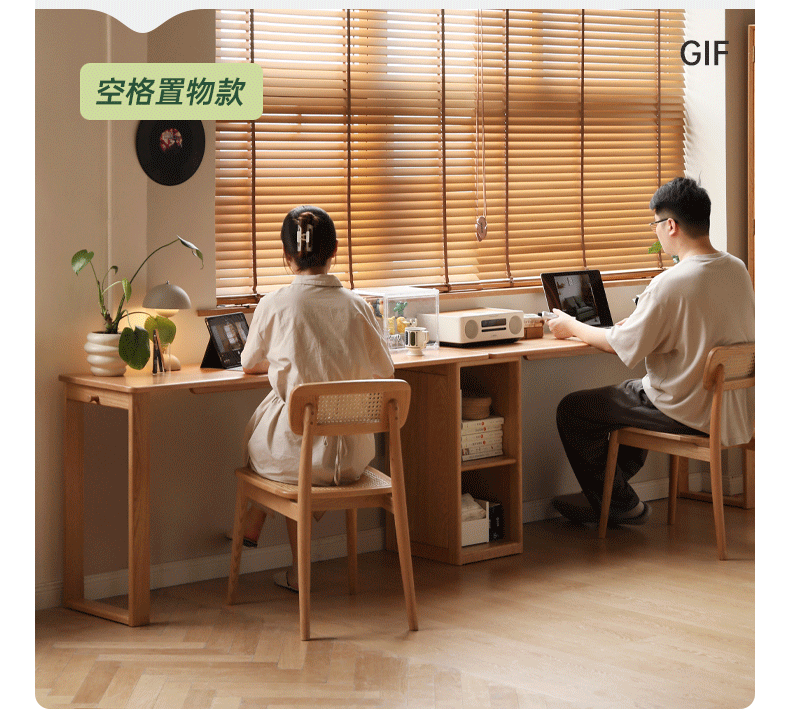 Solid Oak Wood Double Computer Desk with Drawer - Perfect for Home Office, Gaming & Study Workspace