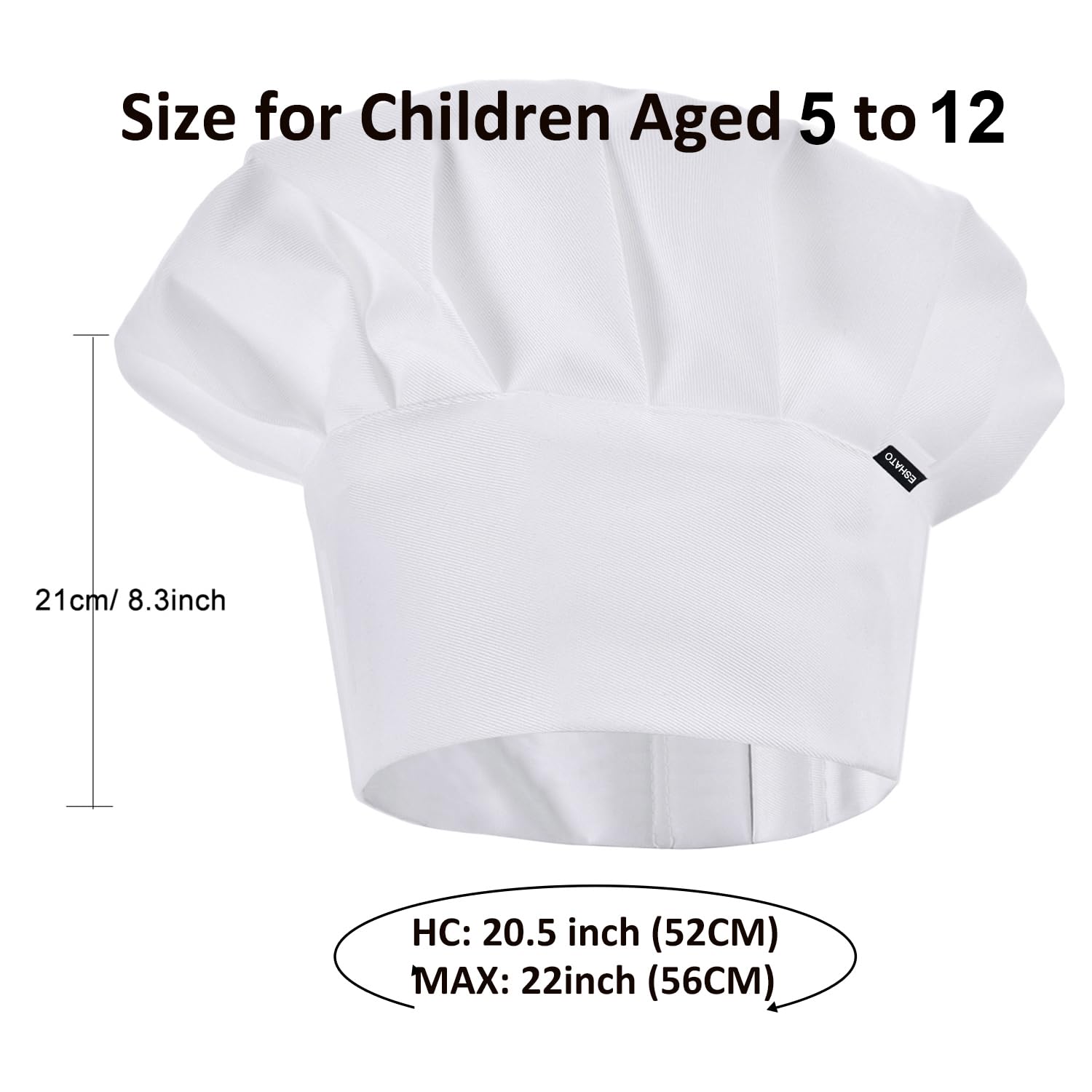 ESHATO Kids Chef Hat - Poly-Cotton Cooking Cap for Children | Perfect for Baking, Cooking Classes & Pretend Play Kitchen