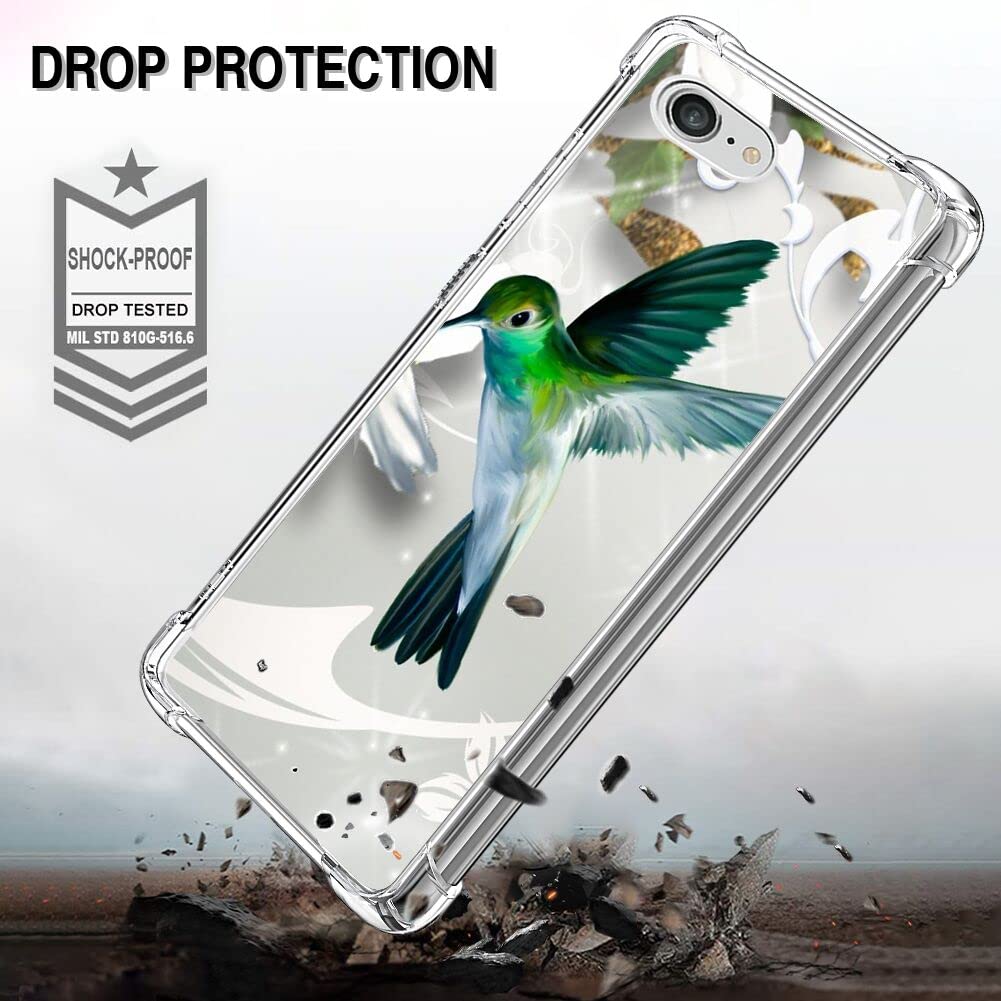 Premium Clear Shockproof Phone Case for iPhone 7/8/SE2 - Green Hummingbird Design with 4-Corner Protection | Slim Protective Cover for Everyday Use, Outdoor Activities & Travel