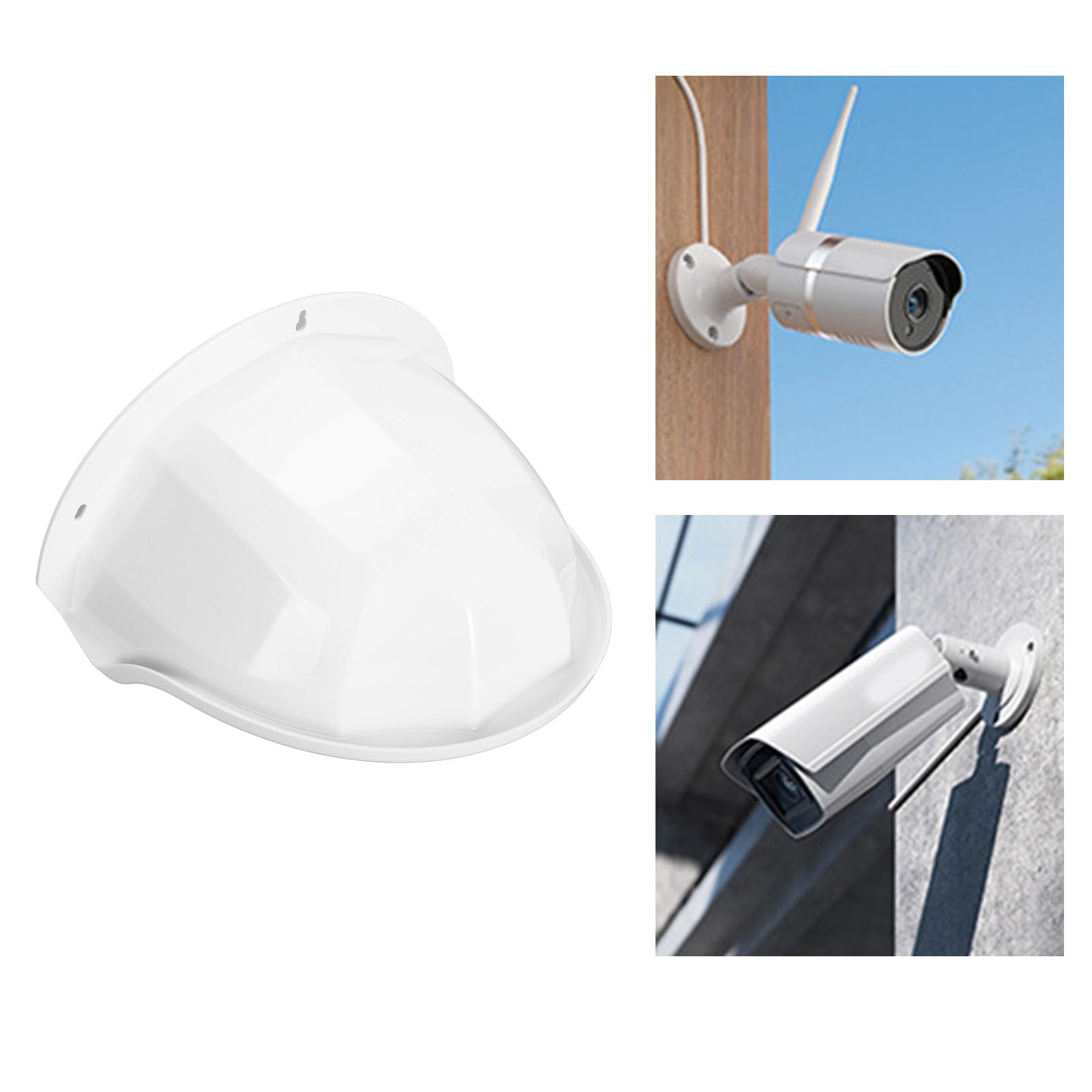 Universal Sun Rain Shade Camera Cover - Weatherproof Outdoor CCTV Camera Top Cover for Surveillance Protection - Durable White Camera Shield Roof for Home Security & Weather Protection - Perfect for Backyard, Garage & Business Surveillance Systems
