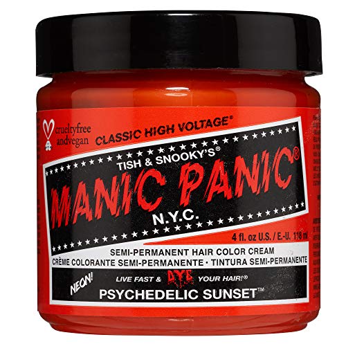 MANIC PANIC Psychedelic Sunset Neon Orange Hair Dye - Vegan Semi-Permanent Hair Color for Vibrant Fiery Orange Locks - PPD & Ammonia Free (4oz) - Perfect for Festival Looks, Cosplay & Bold Fashion Statements