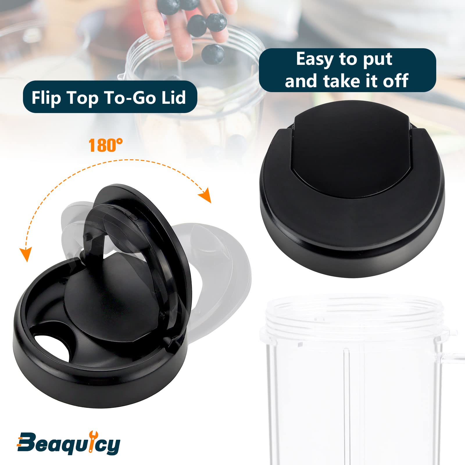 22 OZ Tall Insulated Travel Mug with Flip Top Lid - Replacement Cup for Magic Bullet Blender MB1001 & 250W Juicers - BPA-Free Plastic with Handle - Perfect for Smoothies, Coffee & On-the-Go Drinks - Pack of 2
