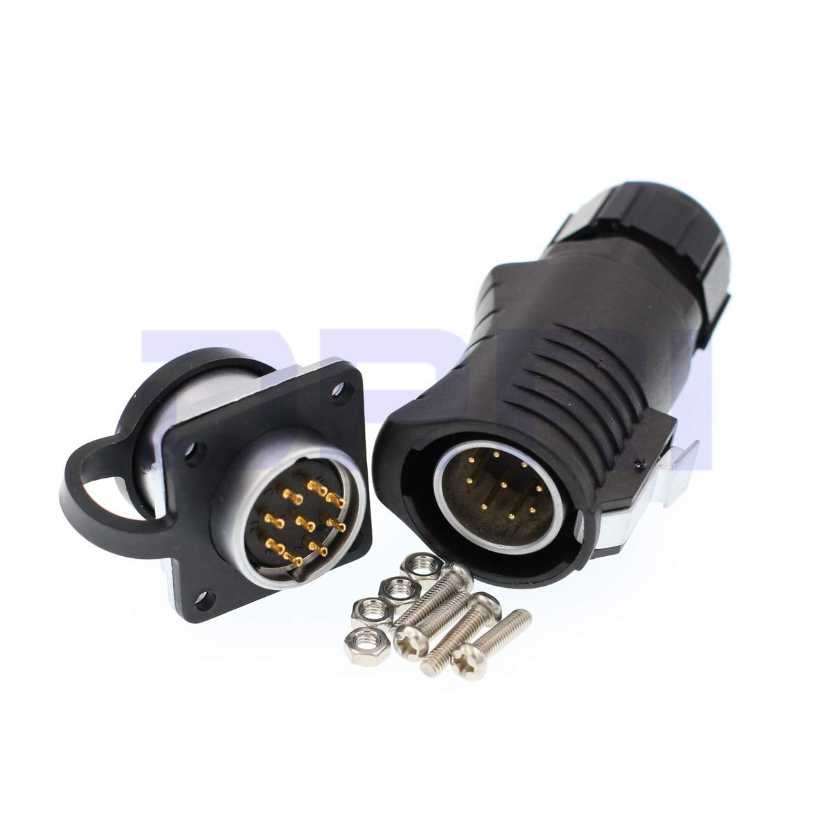 LP20 9 Pin Outdoor Waterproof Bulkhead Quick-Disconnect Power Industrial Circular Connector for Solar Generators, RV Solar Panels - Weatherproof Electrical Connection for Harsh Environments & Off-Grid Power Systems