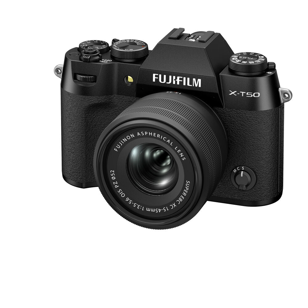Fujifilm X-T50 Mirrorless Digital Camera with XC 15-45mm f/3.5-5.6 OIS PZ Lens Kit - Black | 26.1MP APS-C Sensor, 4K Video, Compact & Lightweight for Travel Photography & Vlogging