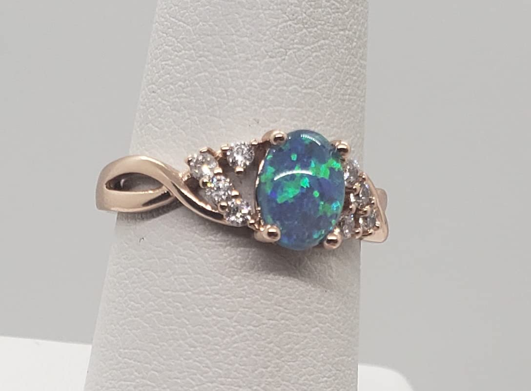 7 Size Blue Fire Opal Topaz Rose Gold Ring for Women - Elegant Jewelry Gift for Anniversary, Birthday & Special Occasions