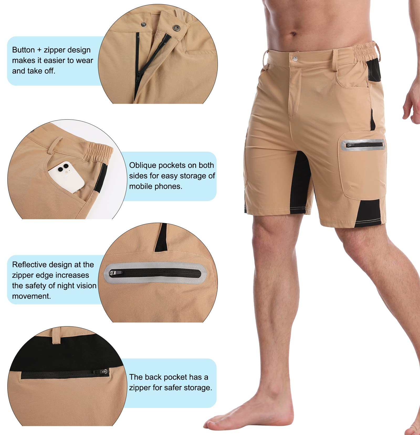 Surenow Men's Hiking Cargo Shorts - Lightweight Quick-Dry Outdoor Shorts with Pockets for Summer, Camping, Fishing & Travel | Durable & Comfortable for Active Adventures