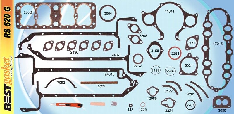 Best Full Engine Gasket Set Kit for Ford 136 17 Stud Flathead V8 60HP (1937-1940) - Perfect for Classic Car Restoration & Engine Rebuild Projects