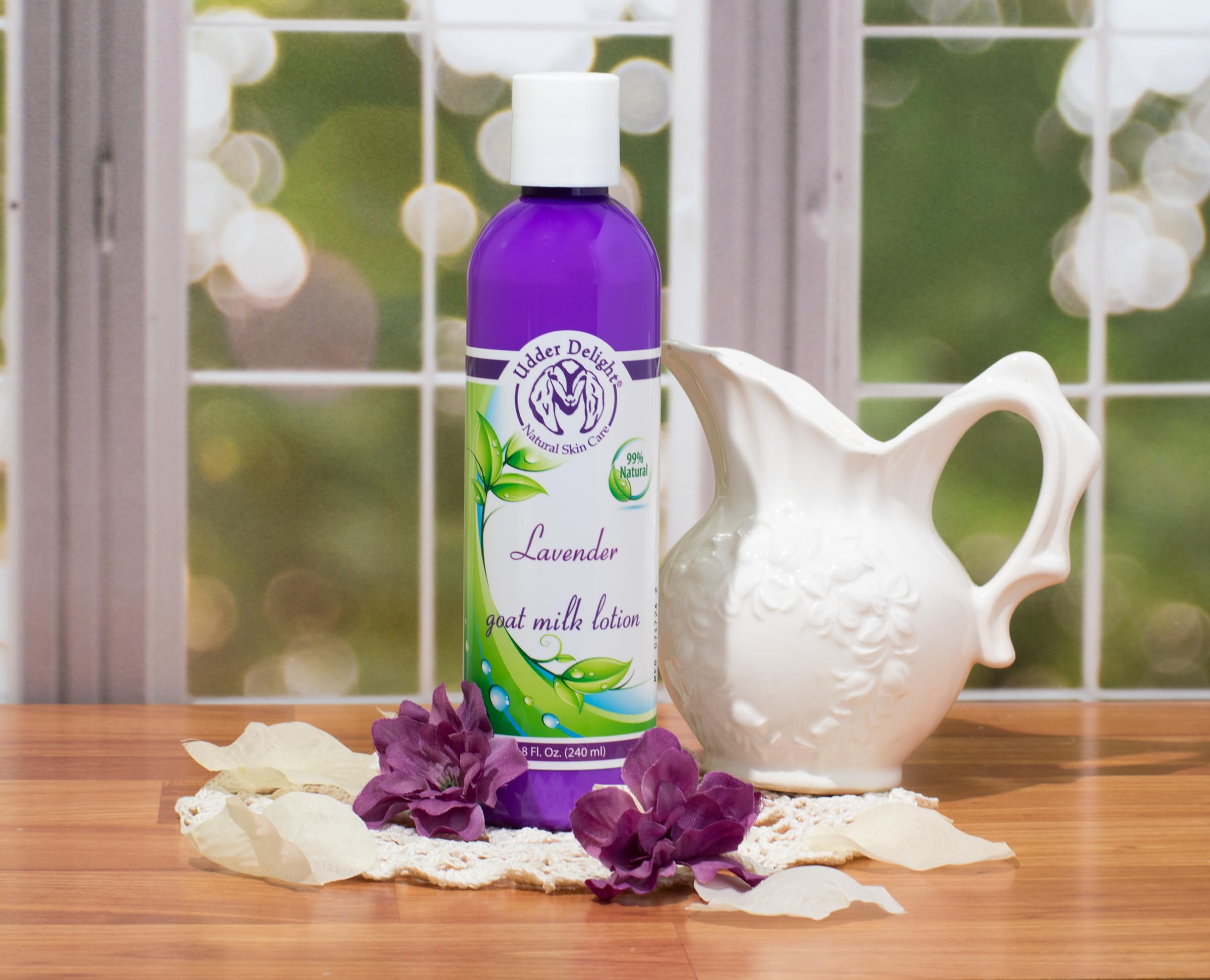 Udder Delight Lavender Goat Milk Lotion - 8 Fl Oz (240ml) Natural Moisturizer for Dry Skin | Hand & Body Cream with Soothing Lavender Scent | Perfect for Daily Hydration & Relaxation