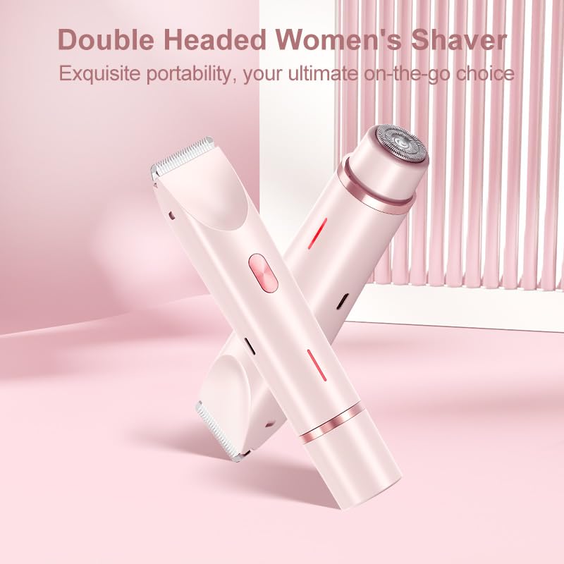 Women's Electric Dual Head Shaver - 2 in 1 Body & Facial Hair Remover, Wet & Dry Bikini Trimmer for Smooth Skin, Perfect for Travel, Gym & Daily Grooming Routine