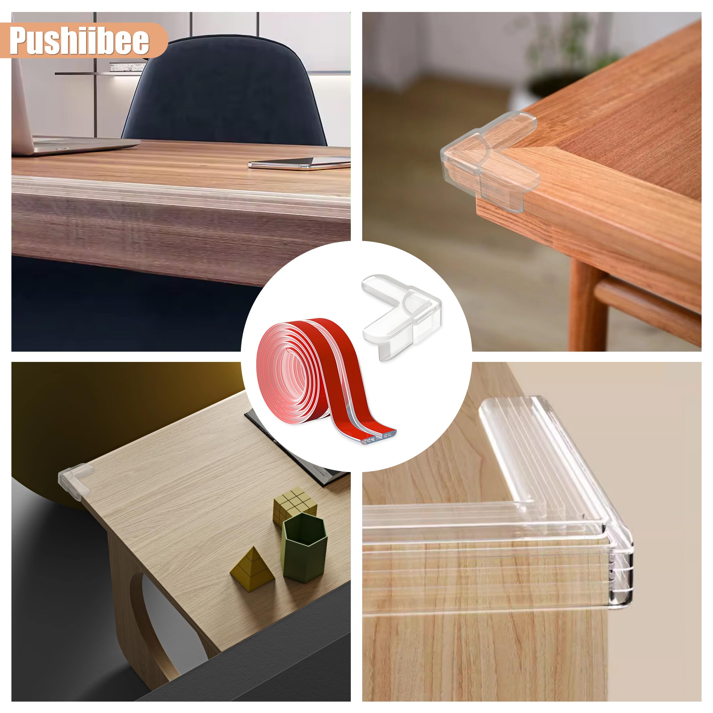 Pushiibee 6.6 Ft Clear Silicone Edge Protectors for Furniture - Corner Guards for Tables, Drawers & Walls | Baby Proofing & Home Safety Protection