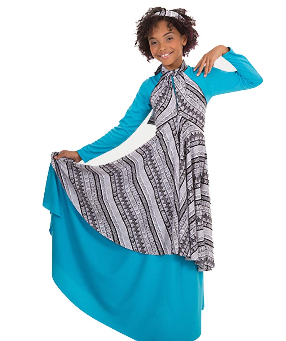 Body Wrappers Tribal Print Flowing Panel Tunic & Skirt Set - Boho Chic Dancewear for Belly Dance, Yoga & Festival Outfits
