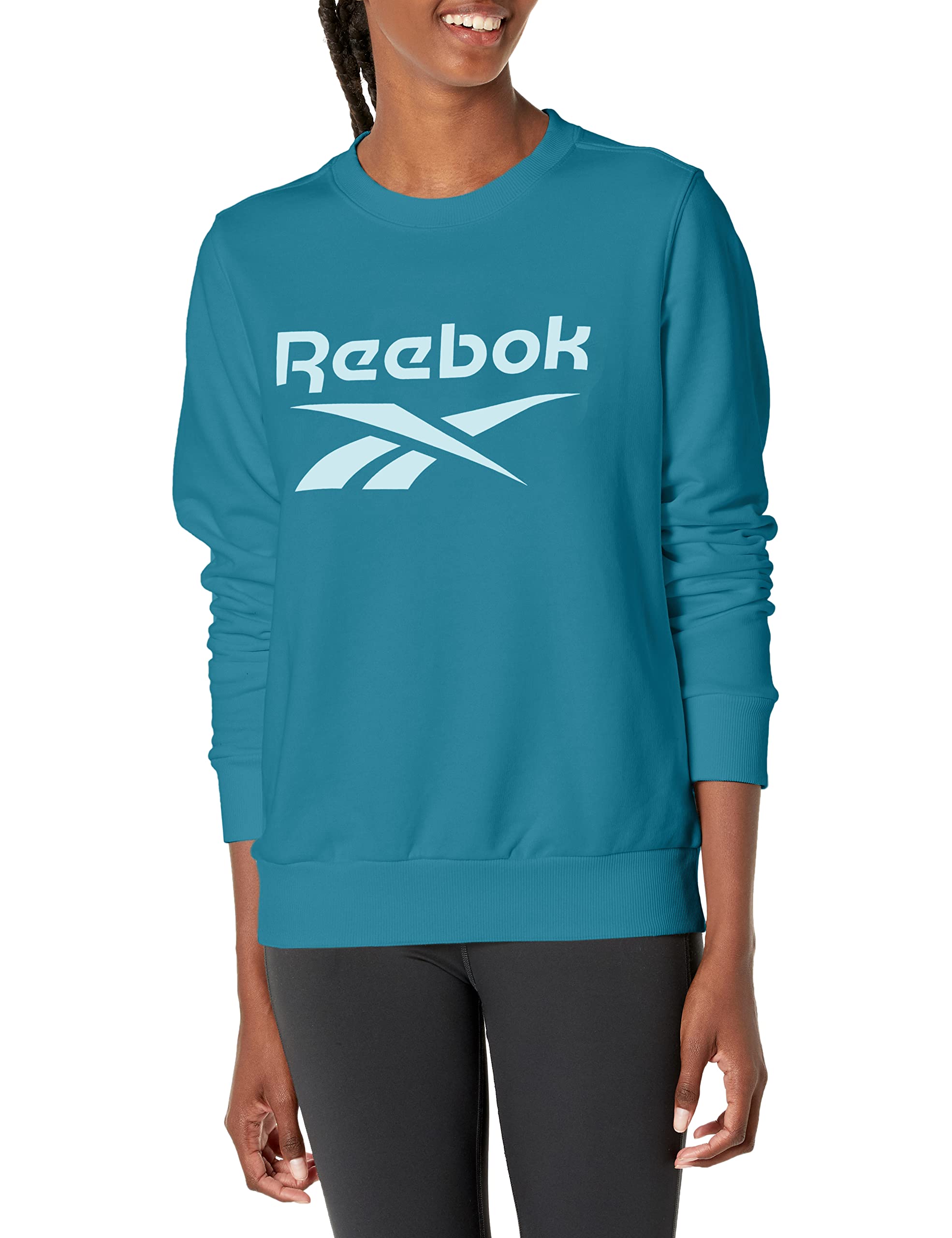 Reebok Women's Big Logo Crewneck Sweatshirt | Soft Cotton Pullover Hoodie | Casual Streetwear & Gym Wear for Women