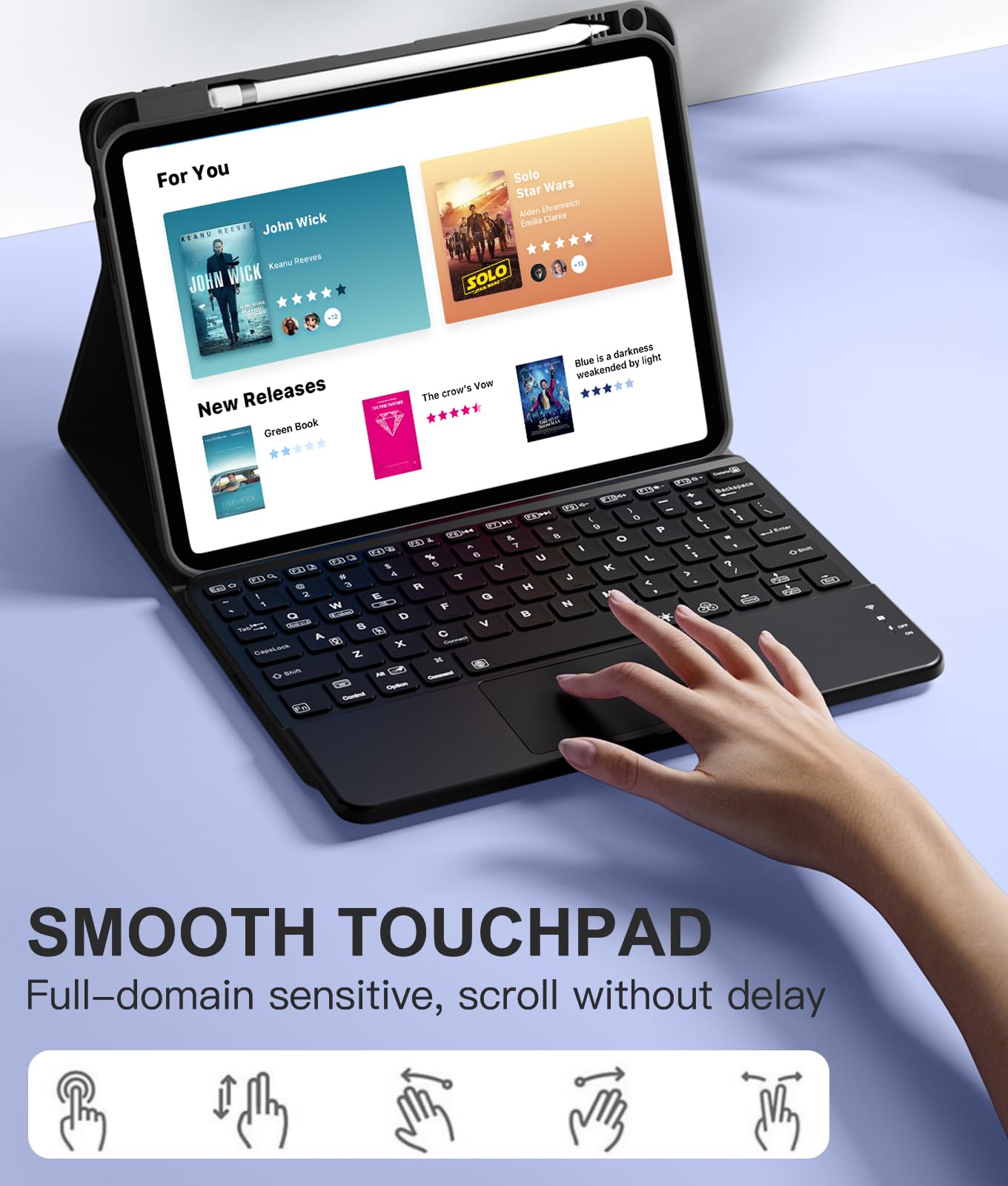 Premium iPad 10th/11th Gen Keyboard Case - Detachable Backlit Keyboard with Multi-Touch Trackpad, Pencil Holder & 7-Color LED for iPad Air (A16) | Perfect for Work, Study & Travel (Black)