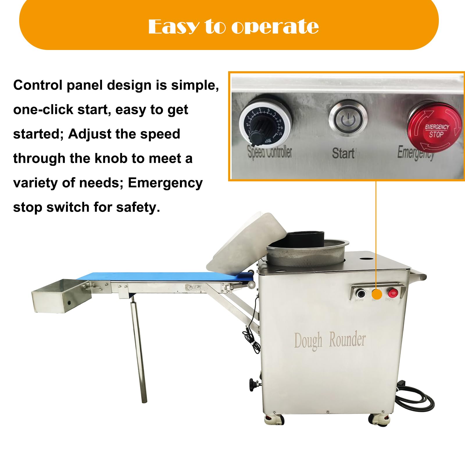 Electric Dough Rounder Machine - 0.7-10.5oz (20-300g) Pizza Dough Ball Maker | Commercial Dough Ball Forming Machine for Bread, Buns & Pastries | 1600-3600pcs/h, 110V | Perfect for Bakeries, Pizzerias & Food Production