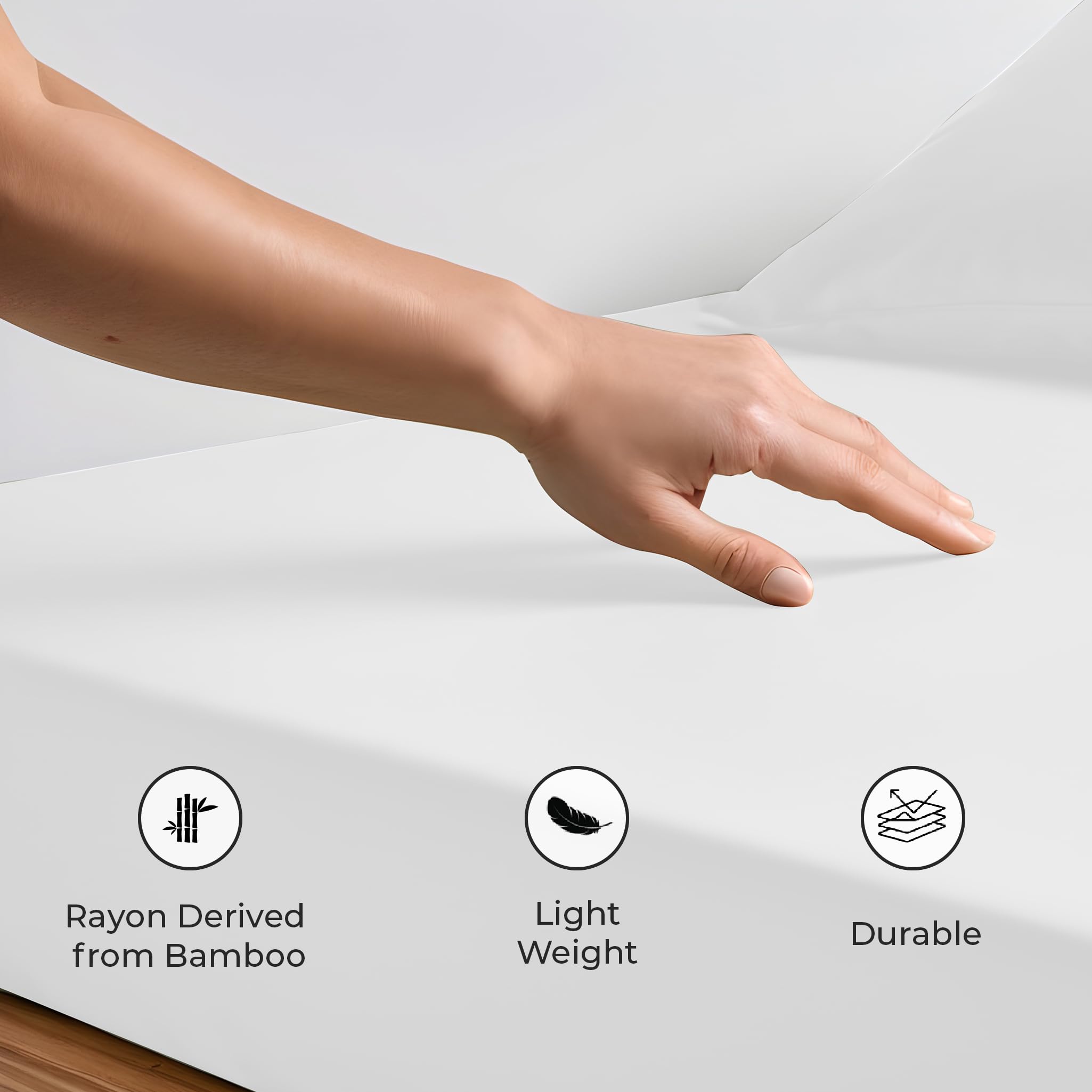 LINENWALAS Queen Size Fitted Sheet - 16” Deep Pocket Bamboo Viscose Cooling Breathable Soft Hypoallergenic Bed Sheet - Perfect for Hot Sleepers & Allergy Sufferers (White)