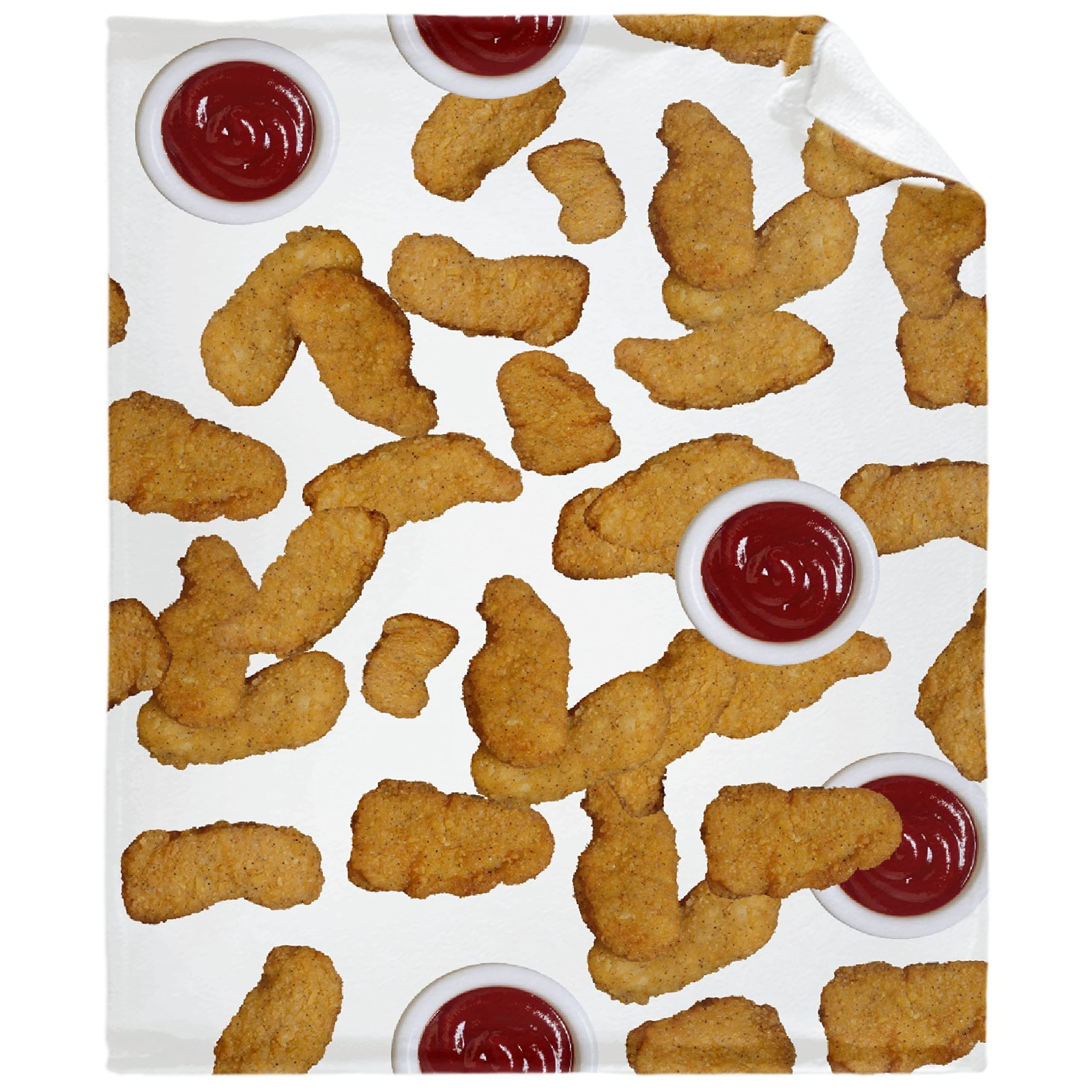 Super Soft Flannel Throw Blankets for Bed, Sofa & Couch - Oversized 120x90 Inch Fleece Blanket - Cozy Chicken Nuggets Design - Perfect for Home, Outdoor, Beach Picnics & Gift Giving