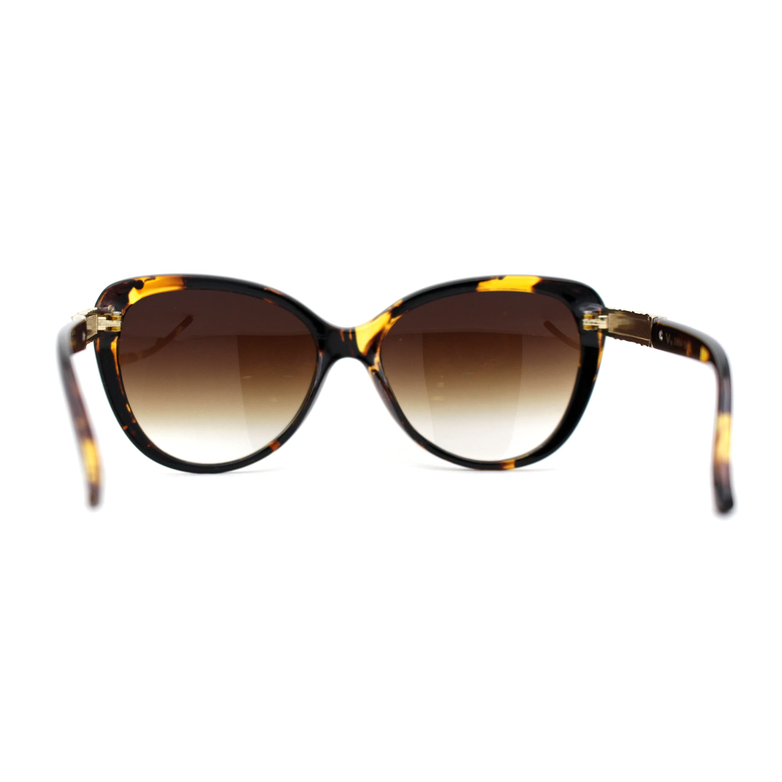 Stylish Rose Floral Carved Jewel Arm Designer Large Cat Eye Sunglasses for Women - Perfect for Summer Beach, Vacation & Fashion Accessories