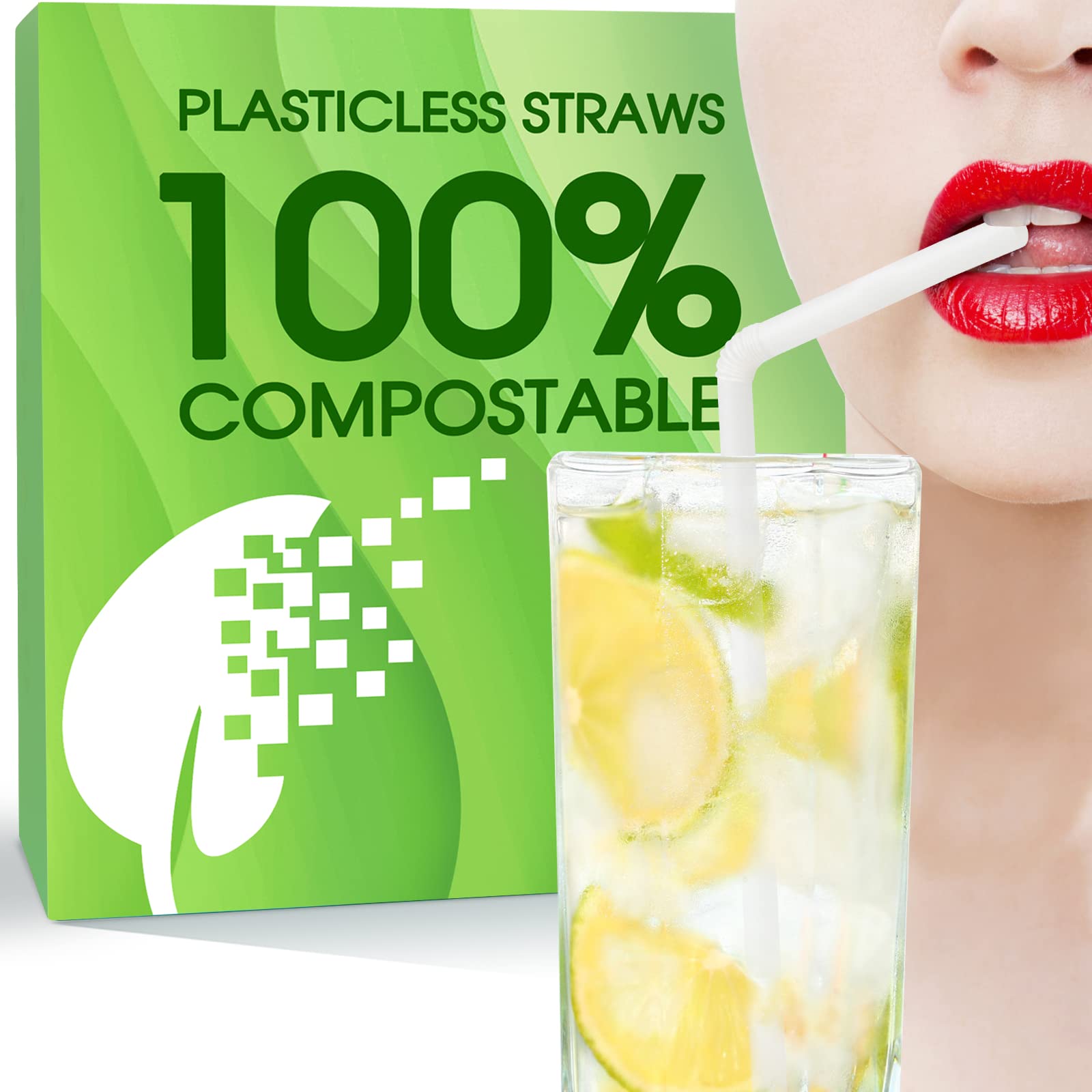 Eco-Friendly 500 Pack Biodegradable Drinking Straws - 100% BPA Free, Plastic-Free, Plant-Based Compostable Straws for Cold Beverages | Perfect for Parties, Restaurants, and Sustainable Living
