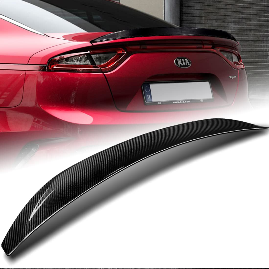 Carbon Fiber VT-Style Rear Trunk Spoiler Wing for 2018-2021 Kia Stinger & 2019-2020 Models - High Performance Aero Upgrade for Sporty Look & Better Stability