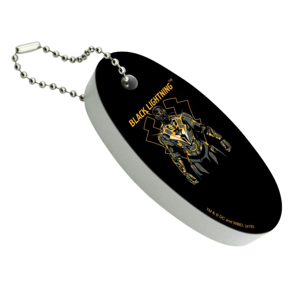 Black Lightning Graphic Floating Keychain - Oval Foam Fishing Boat Buoy Key Float for Water Sports & Outdoor Activities | Durable Waterproof Key Holder for Boating, Kayaking, Swimming
