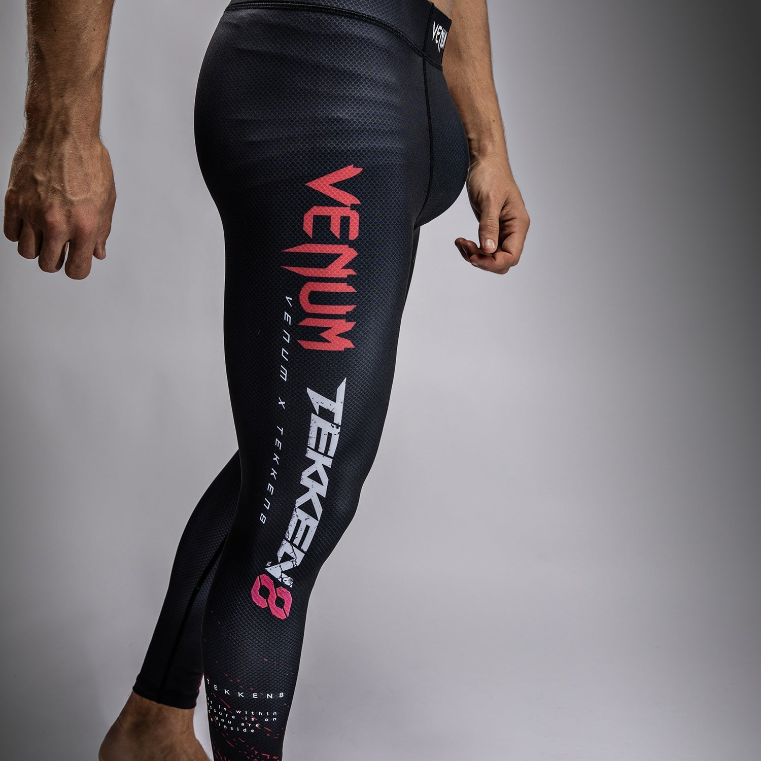 Venum x TEKKEN 8 Marshall Law Spats - Black/Red/Gold MMA Fight Shorts for Men | Training & Competition | Lightweight & Durable Combat Gear
