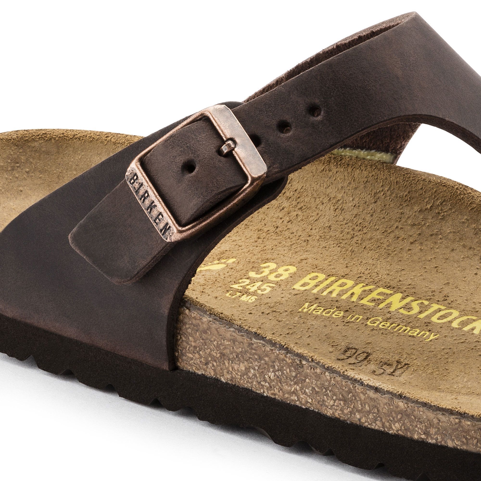 Birkenstock Gizeh Habana Oiled Leather Sandals for Women - Comfortable Cork Footbed & Adjustable Straps - Perfect for Summer, Beach, and Casual Outings