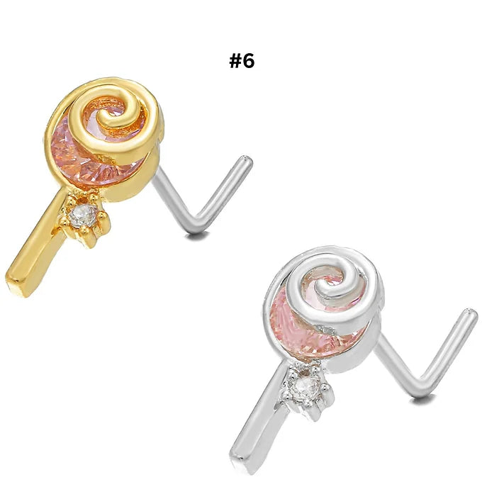 20G Surgical Steel Cute Lollipop L Bend Nostril Ring - Hypoallergenic Nose Piercing Jewelry for Women | Perfect for Everyday Wear, Parties & Special Occasions | BD045
