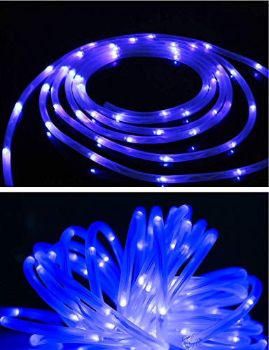 XUNATA 23FT Solar Rope Lights Outdoor Waterproof - 50 LED Solar String Lights with 8 Lighting Modes, Copper Wire Rope Lights for Garden, Patio, Yard, Party, Wedding, Christmas Decoration (Blue) - Perfect for Outdoor Lighting, Backyard Ambiance, and Holiday Decor
