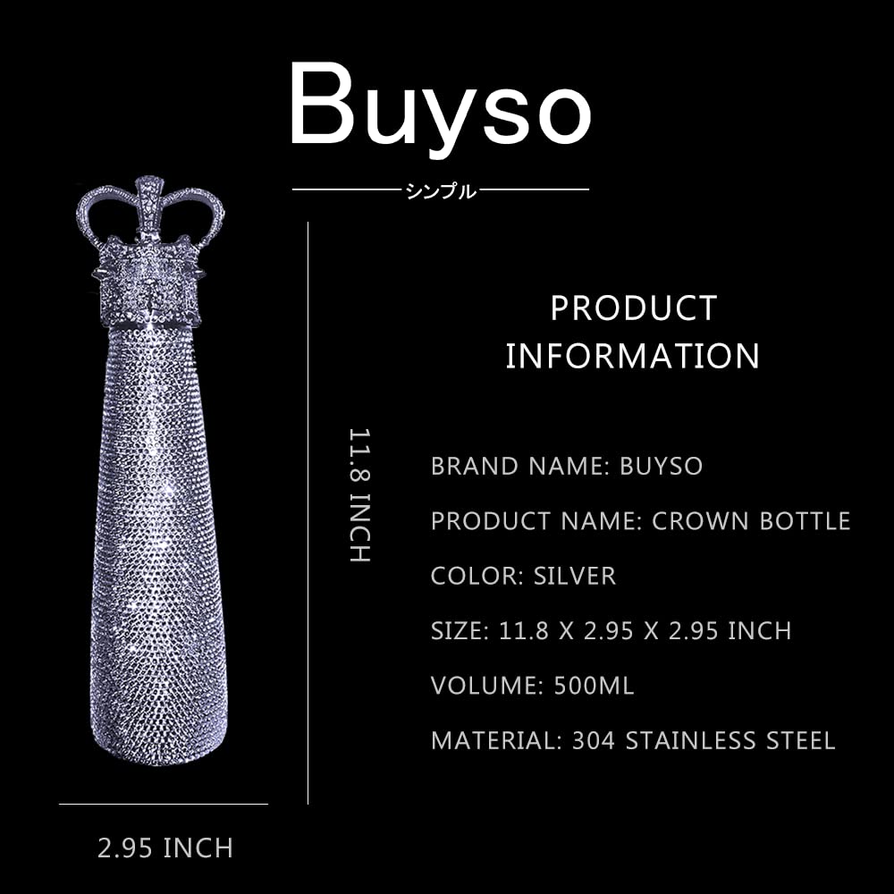 **Sparkling Rhinestone Diamond Water Bottle - Insulated Stainless Steel Reusable Bling Bottle - Aesthetic Princess Gift (Silver) - Perfect for Gym, Office & Travel**