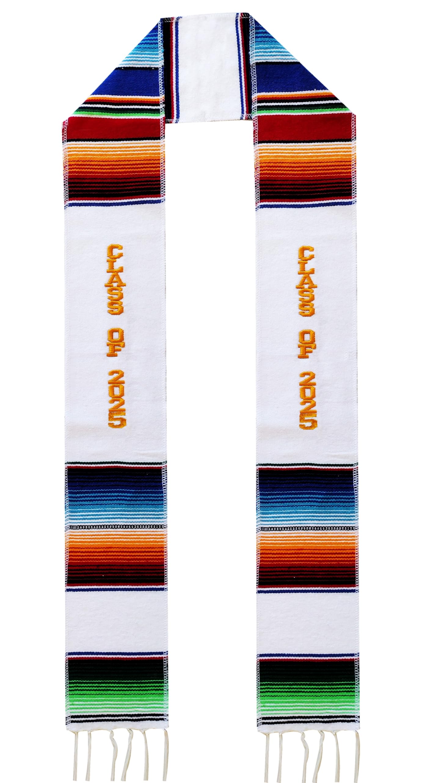 Authentic Mexican Serape Graduation Sash 2025 - White Hispanic Stole for Graduation Ceremonies