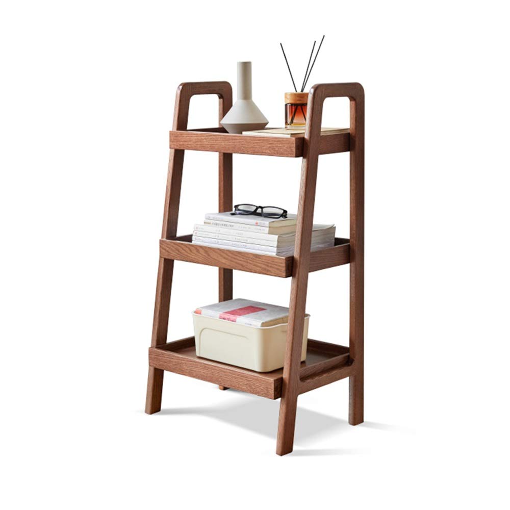 Solid Wood Trapezium 3-Tier Side Table with Storage - Living Room, Bedroom Nightstand - Natural Finish (Color B) | Space-Saving Organizer for Small Spaces, Dorm Rooms & Apartments