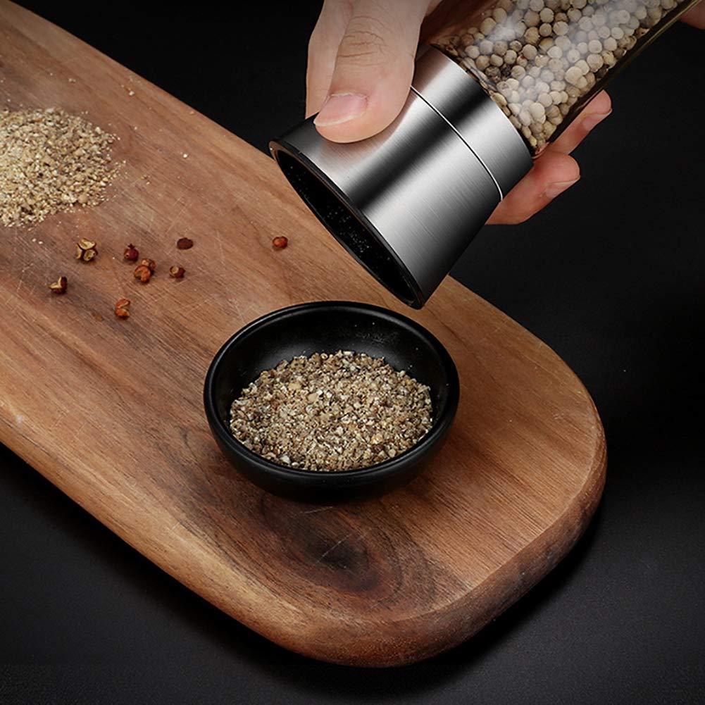 Premium 304 Stainless Steel Pepper Grinder & Salt Mill - Adjustable Coarseness, Kitchen Essential for Freshly Ground Spices, Perfect for Cooking, Dining & Gourmet Seasoning (5.3