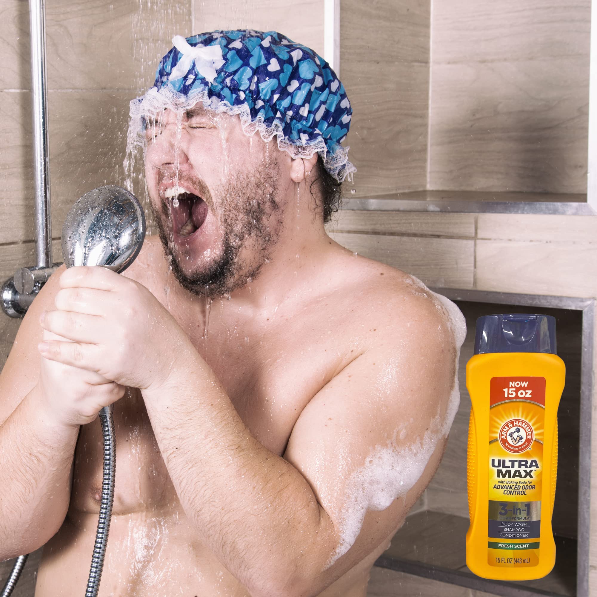 Arm & Hammer 3-in-1 Body Wash, Shampoo & Conditioner for Men - Advanced Odor Control, Fresh Citrus Scent, 15 fl oz (443ml) - 3 Pack | Daily Shower & Hair Care Essential for Active Lifestyles