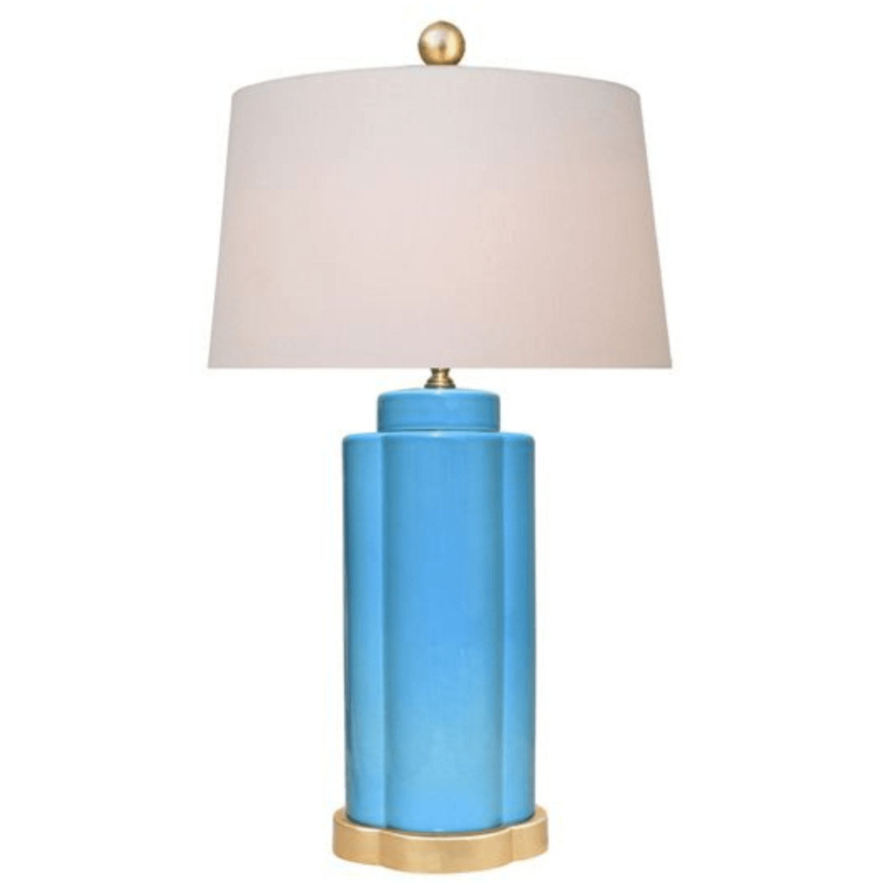 Blue Belle Island Porcelain Butterfly Jar Lamp with Gold Leaf Base - Elegant Home Decor for Bedroom, Living Room & Office - Perfect Gift Idea for Housewarming & Weddings