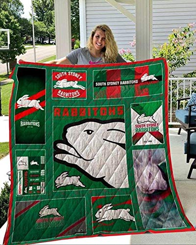 South Sydney Rabbitohs Fleece Sherpa Mink Blanket - Soft Cozy Throw for Bed, Couch & Outdoor Use - Perfect Gift for NFL Fans