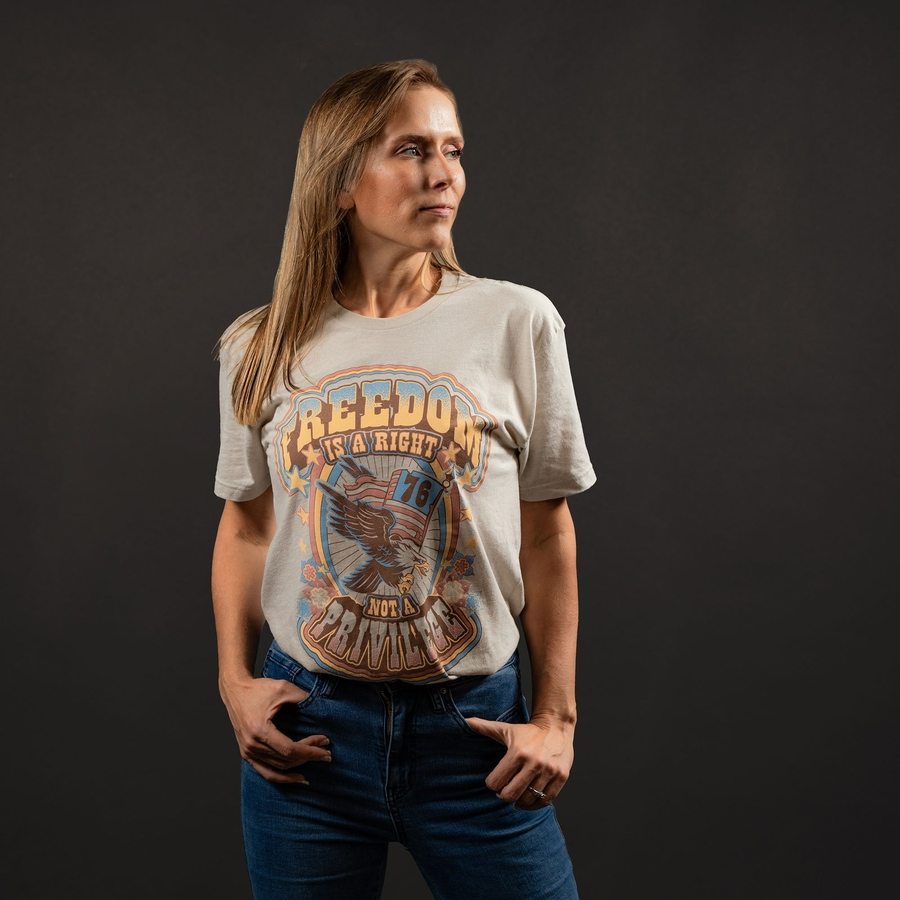 Women's Freedom Is A Right Boyfriend Fit T-Shirt - Comfortable Oversized Cotton Tee for Casual Wear & Feminist Statement