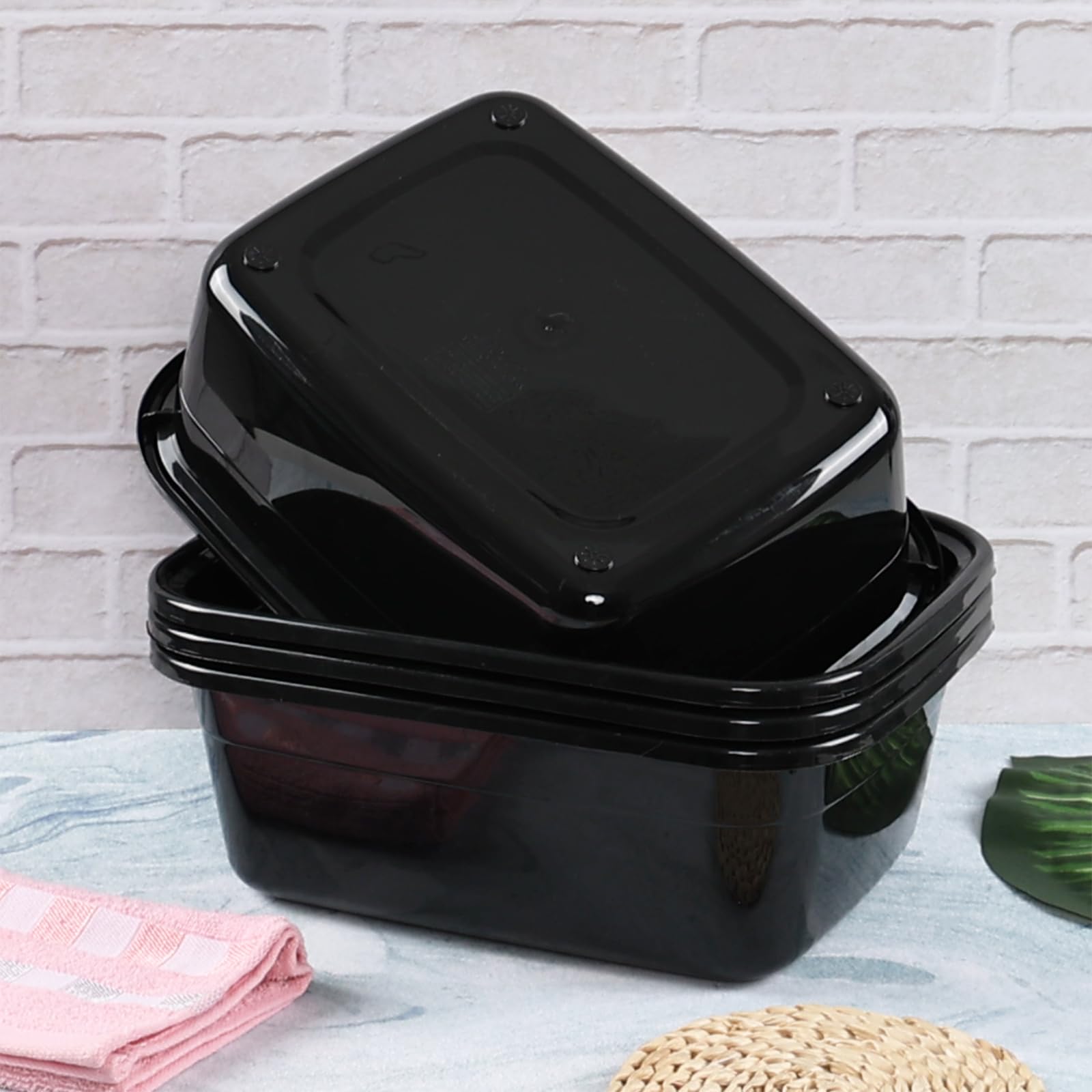 Ggbin 4-Pack 12 Quart Rectangular Plastic Wash Basin - Small Dishpan Wash Tub for Kitchen, Bathroom & Laundry - Durable Black Plastic Utility Tub for Washing Dishes, Clothes & Household Cleaning